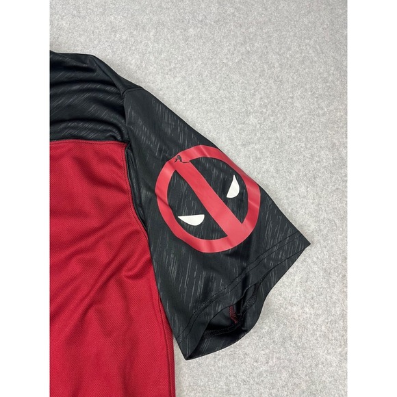 Marvel Deadpool Football Jersey Mens XL Red Black Color Block 91 Superhero - Picture 5 of 9